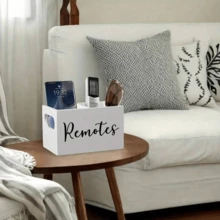 1pc Remote Control Holder, TV Remote Holder, Remote Organizer Caddy For Table, Wooden Remote Box For Nightstand, Bedside Caddy - Multicolor - View 8