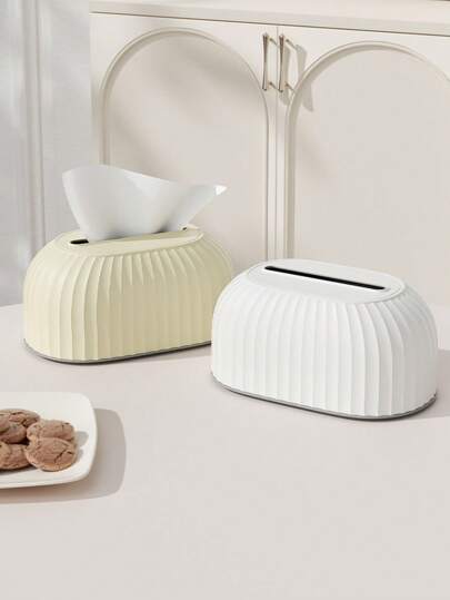 1 件优质条纹纸巾盒，北欧风格纸巾盒，桌面纸巾架，塑料纸巾盒，桌面装饰，适用于家庭、酒店