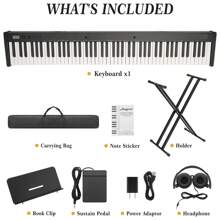 Piano digital con 88 teclas de tamaño completo y semi ponderadas, conjunto de teclado electrónico, piano eléctrico portátil con soporte, auriculares, pedal, bolso, Bluetooth, USB MIDI, ideal para principiantes