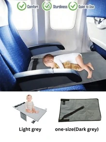 1pc Toddler Airplane Footrest, Kids Travel Bed, Toddlers Portable Foot Rest Hammock For Flights, Kids Bed Airplane Seat Extender, Leg Rest For Children To Lie Down On Plane - Grey - View 2