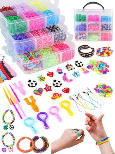 4800pcs/5100pcs Loom Band Kit, Bracelet Making Rubber Band Set, DIY Craft Loom Bracelet Kits, Creative Birthday/Christmas Gift Idea