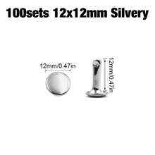 100pcs/Set 5-15mm Silver-Color Metal Spiked Double Cap Rivet Suitable For Leather Craft, Accessories, Shoes, Bags, Belt, Clothing Repair - Silvery - View 16