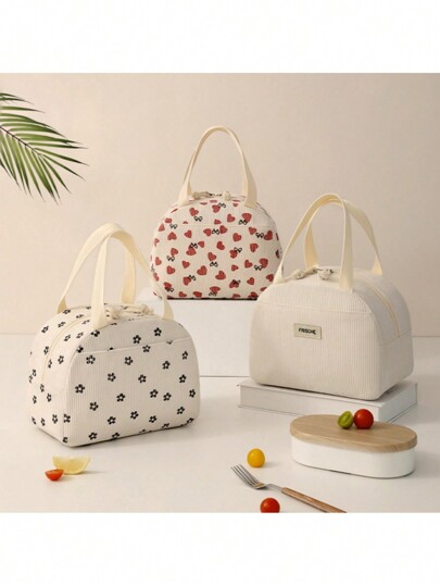 1pc Lunch Bag For Women Men,Student, Corduroy Lunch Bag,Leakproof Insulated Soft Large Lunch Cooler Bag - Reusable Lunch Box For Office Work School Picnic Beach School Organizer Bags Teacher Storage Bags Classroom Bags Classroom Organizer Bags