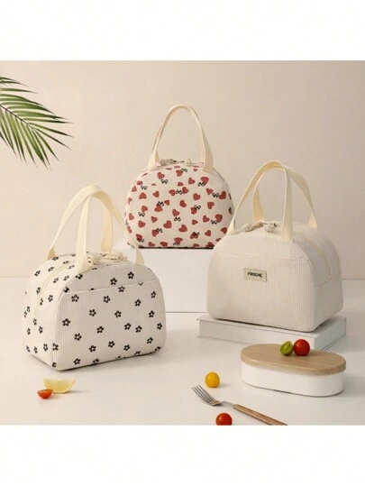 1 件装午餐袋，适用于女士男士、学生、灯芯绒午餐袋、防漏隔热柔软大号午餐冷藏袋 - 可重复使用的午餐盒，适用于办公室工作、学校野餐、海滩、学校收纳袋、教师储物袋、教室袋、教室收纳袋