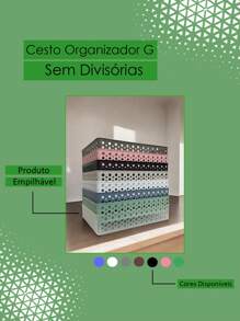 Storage Basket Item Organizer White / Gray / Brown / Black / Pink / Green / Blue Original - Clear - View 2