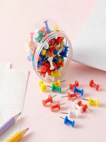 100pcs/Box Colorful Tacks For Cork Board With Transparent Head, Suitable For Painting Back To School,Back To School,School Supplies