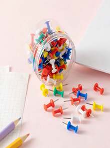 100pcs/Box Colorful Tacks For Cork Board With Transparent Head, Suitable For Painting Back To School,Back To School,School Supplies