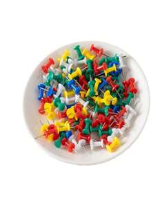100pcs/Box Colorful Tacks For Cork Board With Transparent Head, Suitable For Painting Back To School,Back To School,School Supplies