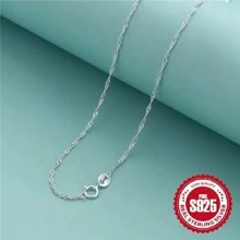 1pc 925 Sterling Silver Simple Chain Necklace, A Fashionable Jewelry Gift For Girls.