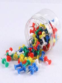 100pcs/Box Colorful Tacks For Cork Board With Transparent Head, Suitable For Painting Back To School,Back To School,School Supplies