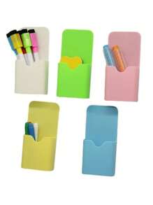 6 Pieces Set (4 Magnetic Whiteboard Pens (Orange And Yellow Pens With Random Colors) +1 Magnetic Absorption Box +1 Magnetic Eraser) /8 Magnetic Whiteboard Pens With Brush Head +1 Storage Box. Whiteboard Pen Water-Based Pen Erases Drawing Pen Back To School