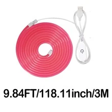 1 pezzo Striscia luminosa a LED al neon da 5V con interfaccia USB e interruttore touch, regolabile, flessibile, adatto per decorare camera da letto, soggiorno, casa, bar, interno ed esterno, include nastro biadesivo