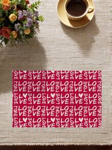 4 قطع من مفارش الطاولة لعيد الحب بنمط مربعات حمراء وسوداء هندسية، حب وتصميم عيد الحب، سهلة التنظيف، مفارش طاولة زخرفية للاستخدام الداخلي والخارجي، طاولات مناسبة للحفلات والطعام، مقاومة للحرارة وسهلة التنظيف - روز أحمر - مشاهدة 4