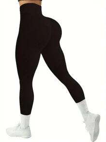 Pantaloni de yoga pentru antrenament cu talie înaltă, fără sudură, pentru ridicarea fundului, 4 piese
