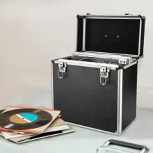 Vinyl Record Storage 12" LP Case Album Collection DJ Carry Storage Cases Lockable Box LP Case Vinyl Record Storage Carry Box Holds Up To 50pcs Albums Record Collection Chest (Black) - Black - View 5