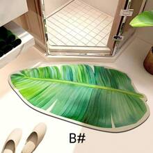 1pc Leaf Pattern Anti-Slip Bathroom Mat, Green Plant Rubber Bottom Non-Slip Quick Dry Absorbent Foot Mat For Kitchen, Bathroom, Bedroom, Living Room Decor - Multicolor - View 17