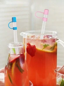 6 pièces/2 pièces Couvre-pailles réutilisables en silicone compatibles avec le couvercle du gobelet , bouchon anti-fuite, anti-éclaboussures et anti-poussière - Multicolore - Voir 3