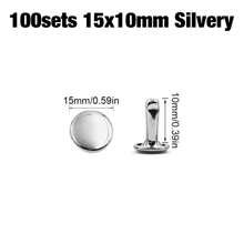 100pcs/Set 5-15mm Silver-Color Metal Spiked Double Cap Rivet Suitable For Leather Craft, Accessories, Shoes, Bags, Belt, Clothing Repair - Silvery - View 19