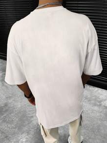 200g T Shirt / 1 Pcs T Shirt / 100% Polyester, Men's Round Neck Short Sleeve T Shirt,Letter Print, Suitable For Summer