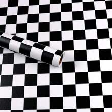 1 Rollo de papel tapiz autoadhesivo a cuadros blanco y negro. Papel contact a rayas para encimeras, impermeable, con diseño de cuadros, papel tapiz removible para paredes, dormitorio, sala de estar, gabinete, muebles, renovación DIY. Fácil de instalar y limpiar, decoración de pared. - Multicolor - Ver 4