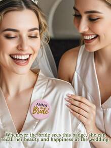 1pc Custom Bride Buttons Pins, Personalized Wedding Party Bride Shower Tinplate Badge Pins, Custom Bridesmaid Group Button Bachelorette Party Bride To Be Gift Decorating Accessory, Personalized Bridesmaid Gifts, Wedding Gift, Anniversary Gift, Valentine Gift, Christmas Gift, Best Friend Gift, Gift For Girlfriend, Gift For Her, Gift For Wife, Valentine's Day Decor, Wedding, Valentines Party Favors, Galentines Party Favors, Gift Ideas