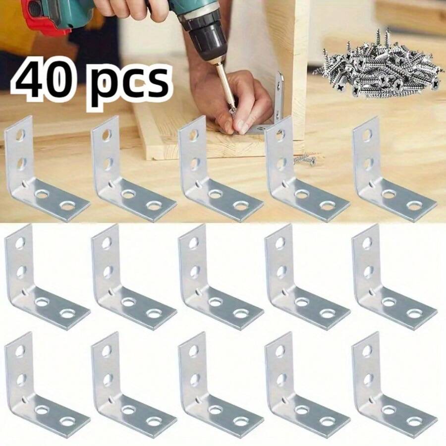 40pcs Heavy-Duty Stainless Steel L-Shaped Corner Support, 90 Degree L ...