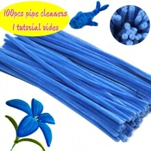 100/120/300 件蓝色管道清洁器工艺套装，配有 1 个分步视频，6 种颜色，雪尼尔茎用于创意 DIY 艺术项目，厚而柔软的扭曲用于工艺花束、礼品制作、家居装饰用品 - 彩色 - 查看 19