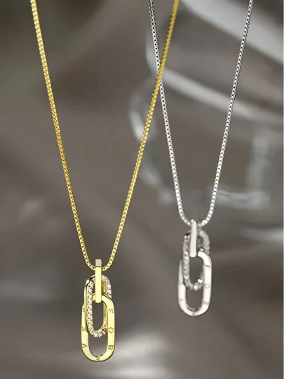 Sterling Silver Brev Sammankopplat Halsband Dam Ny Nisch Design Nyckelbenskedja High-End Elegant