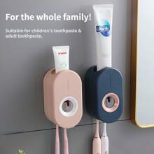 Dust-Proof Automatic Toothpaste Dispenser And Squeezer - Wall-Mounted Bathroom Holder For Toothbrushes, Bathroom Organizers & Storage Halloween, Christmas Decorations Home Bathroom Decor Fall Decor Back To School - Multicolor - View 3