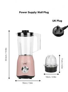 LAC 1 Set Lightweight & Portable Powder Pink/Green/Beige Dual Container Food Processor & Blender With UK Plug, For Juicing, Smoothie, Sauce - UK Plug(220-240V) - View 10