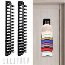 2 件/套耐用塑料帽架，1 件可容纳 16 顶帽子，节省空间，方便取用展示，坚固的壁挂式设计，适用于卧室、壁橱、入口 - 节省空间的展示架 - 彩色 - 查看 1