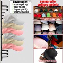 2 件/套耐用塑料帽架，1 件可容纳 16 顶帽子，节省空间，方便取用展示，坚固的壁挂式设计，适用于卧室、壁橱、入口 - 节省空间的展示架 - 彩色 - 查看 4