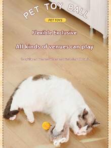 Interactive Smart Cat Ball Toy With Rotating Ball On String, Automatic Spinning Ball, Suitable For Indoor Cat Training And Play, USB Rechargeable, Bite-Resistant, Durable, Suitable For All Cat Breeds - Multicolor - View 7