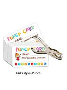 Set de 50 tarjetas de motivación con perforador, tarjetas de recompensa por disciplina y comportamiento, adecuadas para el aula, estudiantes, hogar, con diversos diseños de tarjetas de ánimo lindas