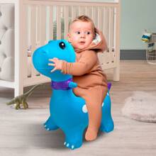 GRUPO CARNAVALLIA Montable Dinosaurio Inflable Brinca Luz Sonido Azul - Azul - Ver 6