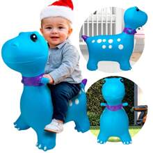 GRUPO CARNAVALLIA Montable Dinosaurio Inflable Brinca Luz Sonido Azul - Azul - Ver 1