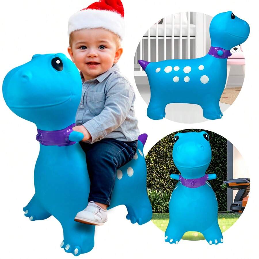 GRUPO CARNAVALLIA Montable Dinosaurio Inflable Brinca Luz Sonido Azul - Azul - Ver 1
