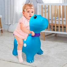GRUPO CARNAVALLIA Montable Dinosaurio Inflable Brinca Luz Sonido Azul - Azul - Ver 4