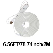 1 pezzo Striscia luminosa a LED al neon da 5V con interfaccia USB e interruttore touch, regolabile, flessibile, adatto per decorare camera da letto, soggiorno, casa, bar, interno ed esterno, include nastro biadesivo