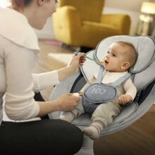 Portable Baby Swings For Infants, Infant Swing With Music Speaker With 3 Seat Positions, 5 Point Harness Belt, 5 Speeds - Grey - View 9