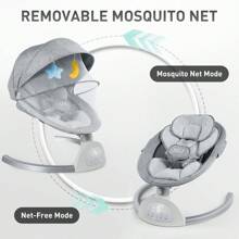 Portable Baby Swings For Infants, Infant Swing With Music Speaker With 3 Seat Positions, 5 Point Harness Belt, 5 Speeds - Grey - View 5