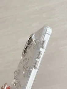 Junk Cute Little 3D Metal Heart-Shaped Dekoracyjne Etui na Telefon Kompatybilne Z IPhone 15 14 13 12 11 Pro Max Luksusowa Epoksydowa Brokatowa Obudowa Nowa Stylowa Japońska Koreańska Dziewczyna Przezroczysta Miękka Obudowa