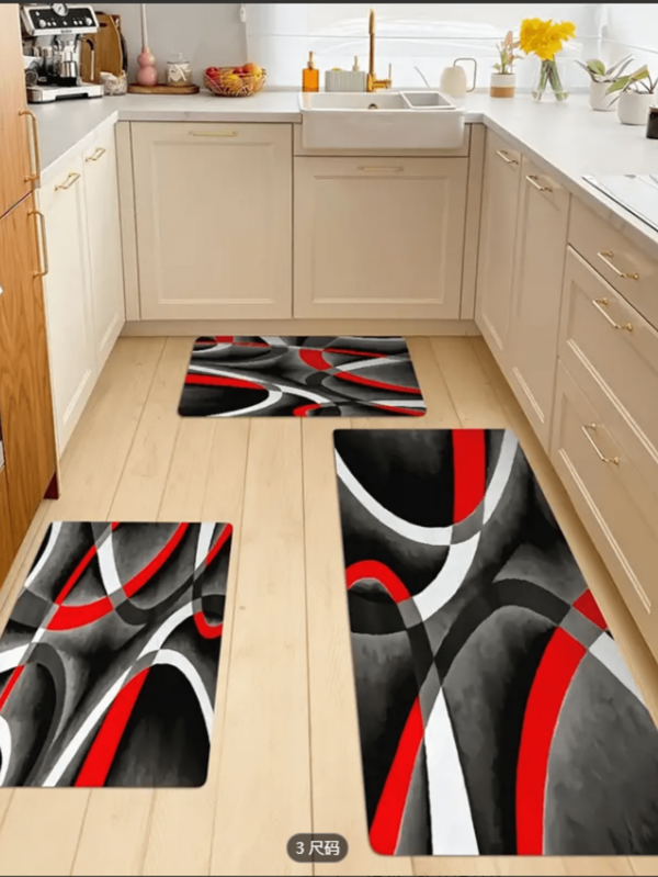 Tapete de cozinha de veludo cristal, 1 peça, moderno, colorido, com estampa assimétrica, tapete de cozinha, adequado para entrada, lavanderia, mesa de jantar, decoração de quarto