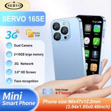 SERVO 16SE Sistema Android Smartphone pequeño Cámara Dual Desbloqueo Facial RAM 2GB ROM 16GB Ranura para 2 SIM Tarjetas Red 3G WCDMA Pantalla de 3.0 Pulgadas Mini Teléfono Celular Batería pequeña - Azul - Ver 12