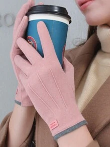 女式防风触摸屏分指手套，带保暖内衬，适合户外骑行、秋冬季