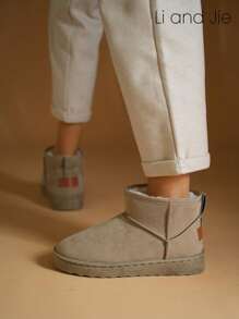 Li&Jie Thick Insulated Celebrity Inspired Popular Internet Celebrity Snow Boots - Olive Green - View 4