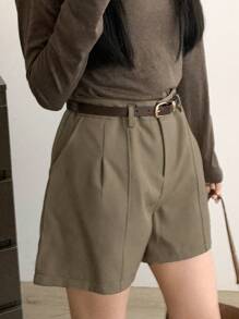 女式2025夏季时尚高腰纯色宽松休闲裤裙短裤