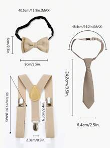 Luobobeibei 3pcs/Set Kids Casual Retro Style Suspenders And Bow Tie And Necktie Set, Comfortable & High-Elasticity, Suitable For Back To School, Hoilday Gift, Daily Wear And Party Outfit
