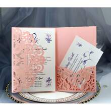 10 Stück/Packung Hochzeitseinladungen (mit Umschlägen und 2 leeren Innenkarten), Laser-geschnittene Verlobungskarte, elegante Premium-Geschäftsgrußkarten für Ferien, Geburtstag, Weihnachten