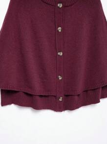 Women's Fashionable Versatile Commuter Shawl Collar Knit Sweater Top - Burgundy - View 7